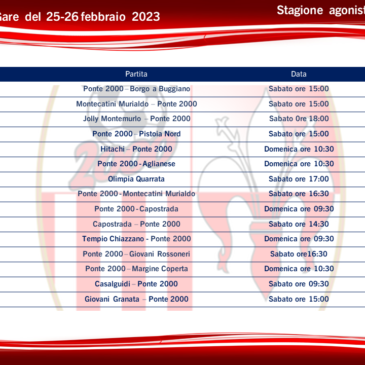 Programma settimanale 25-26 febbraio