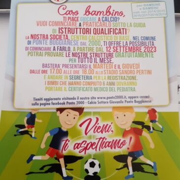 Prova gratuita – Scuola calcio Ponte 2000